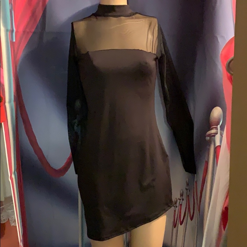 New Little black sexy mini dress sheer size 8 med